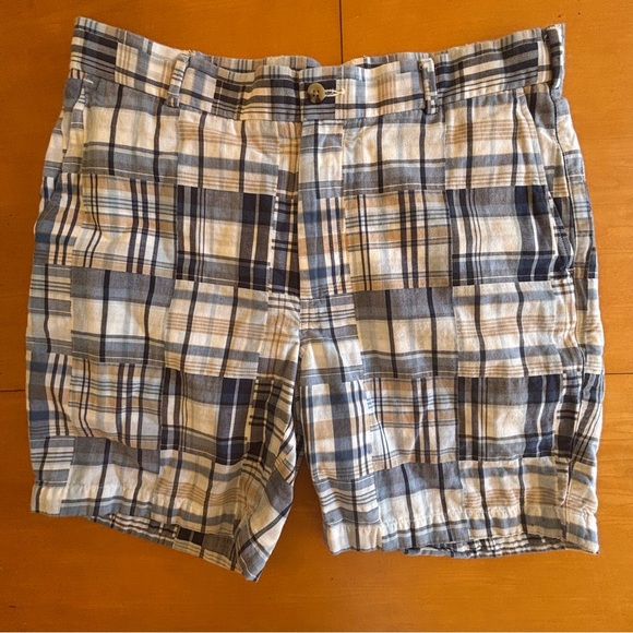 Peter Millar 34 blue mattress, cotton patchwork Bermuda flat front shorts - Picture 1 of 11
